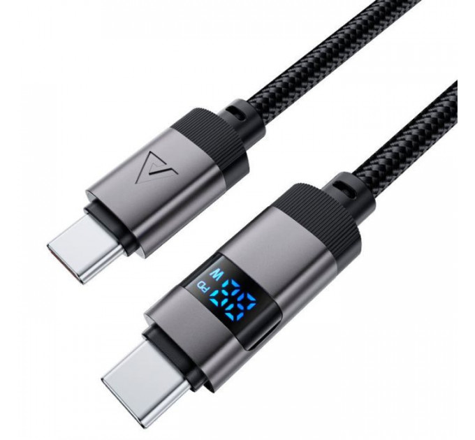 Дата кабель USB-C to USB-C 1.2m 60W digital display C15-03 Black Acefast (6974316283720)