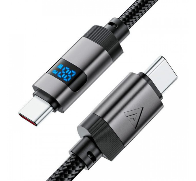 Дата кабель USB-C to USB-C 1.2m 60W digital display C15-03 Black Acefast (6974316283720)