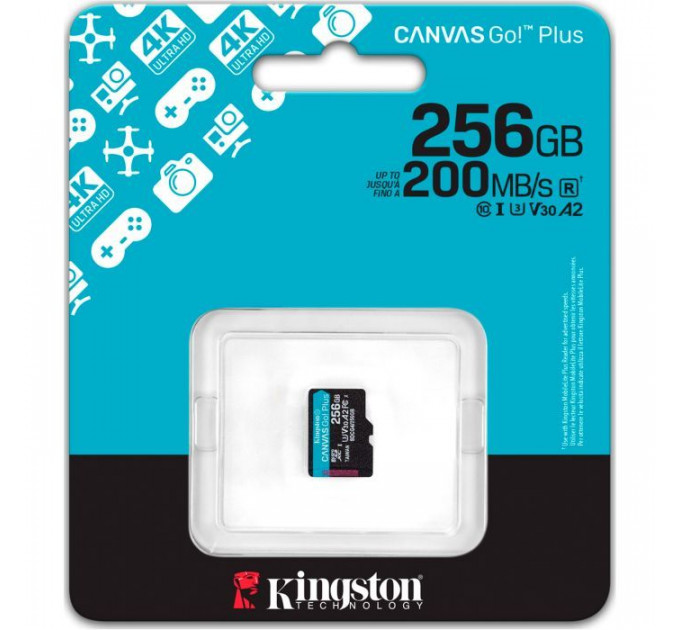 Карта памяти Kingston 256GB microSDXC 10 UHS-I U3 V30 A2 Canvas Go Plus G4 (SDCG4\/256GBSP)