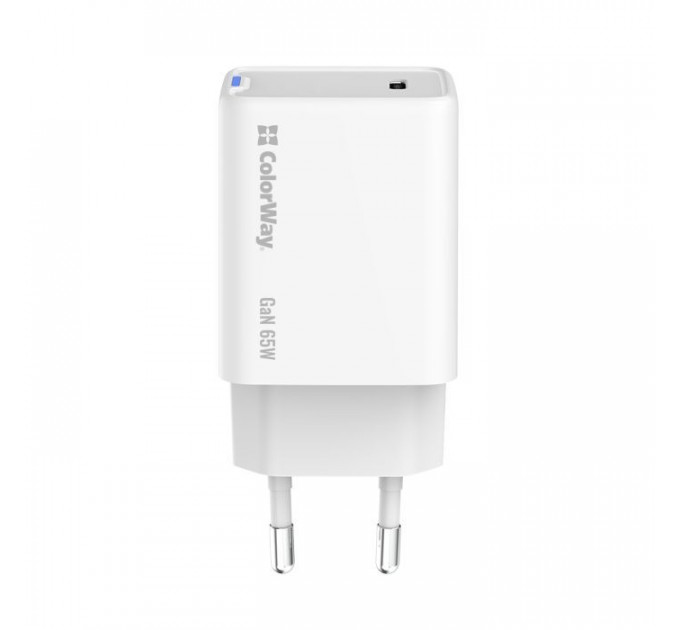 Зарядний пристрій ColorWay GaN Mini 65W PD Port PPS USB-C white (CW-CHS049PD-WT)