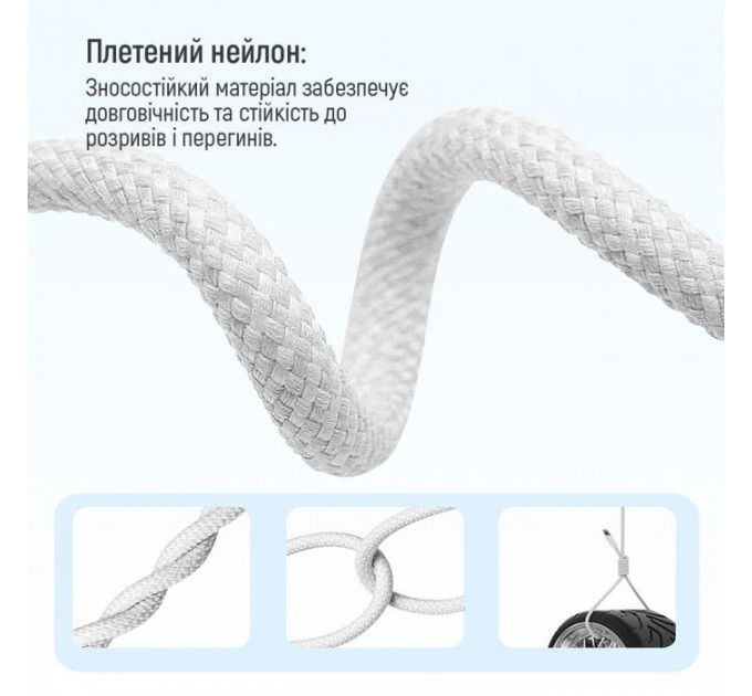 Дата кабель USB-C to USB-C 2.0m (braided cotton) (PD Fast Charging 60W) 3.0А grey ColorWay (CW-CBPDCC068-GR)