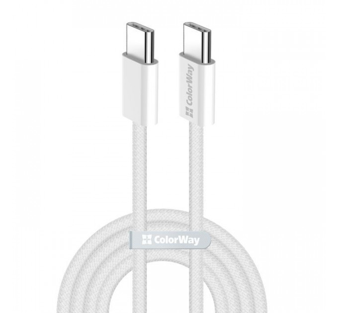 Дата кабель USB-C to USB-C 2.0m (braided cotton) (PD Fast Charging 60W) 3.0А grey ColorWay (CW-CBPDCC068-GR)