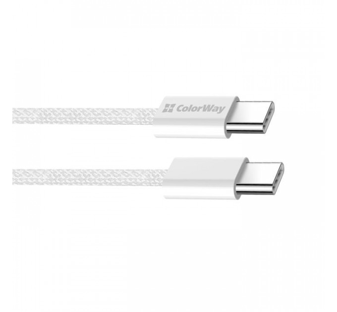 Дата кабель USB-C to USB-C 2.0m (braided cotton) (PD Fast Charging 60W) 3.0А grey ColorWay (CW-CBPDCC068-GR)