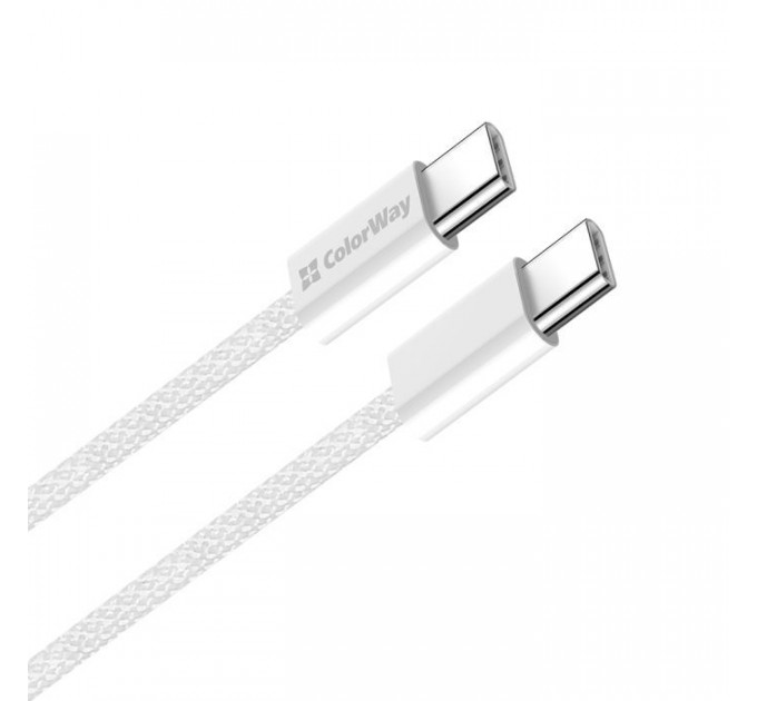 Дата кабель USB-C to USB-C 2.0m (braided cotton) (PD Fast Charging 60W) 3.0А grey ColorWay (CW-CBPDCC068-GR)