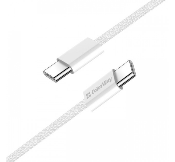 Дата кабель USB-C to USB-C 2.0m (braided cotton) (PD Fast Charging 60W) 3.0А grey ColorWay (CW-CBPDCC068-GR)