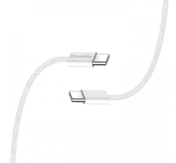 Дата кабель USB-C to USB-C 2.0m (braided cotton) (PD Fast Charging 60W) 3.0А grey ColorWay (CW-CBPDCC068-GR)