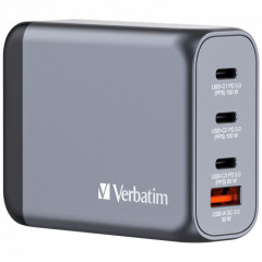 Зарядний пристрій Verbatim GaN 100 W 4 ports (2xUSB-C-100 W,USB-C 65 W \/USB-A -3.0) (32202)