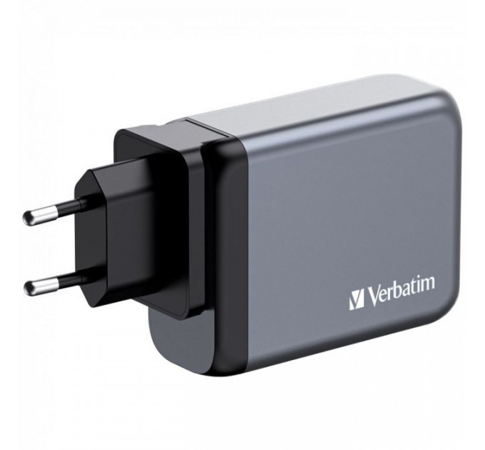 Зарядний пристрій Verbatim GaN 100 W 4 ports (2xUSB-C-100 W,USB-C 65 W \/USB-A -3.0) (32202)