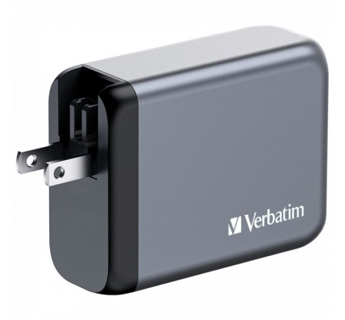Зарядний пристрій Verbatim GaN 100 W 4 ports (2xUSB-C-100 W,USB-C 65 W \/USB-A -3.0) (32202)