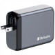 Зарядний пристрій Verbatim GaN 100 W 4 ports (2xUSB-C-100 W,USB-C 65 W \/USB-A -3.0) (32202)