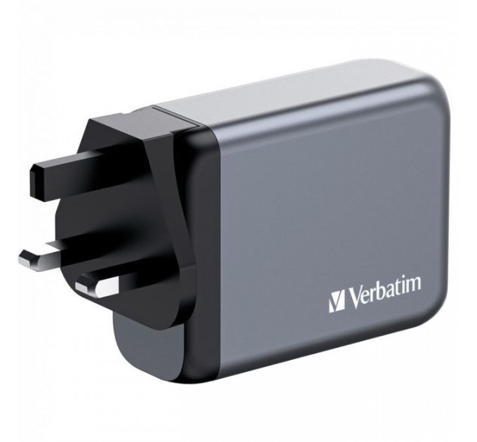 Зарядний пристрій Verbatim GaN 100 W 4 ports (2xUSB-C-100 W,USB-C 65 W \/USB-A -3.0) (32202)