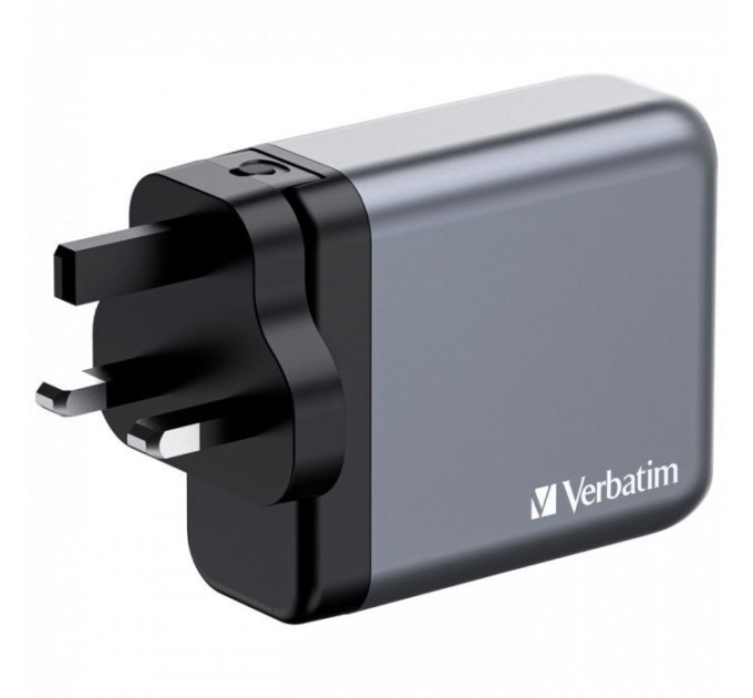 Зарядний пристрій Verbatim GaN 140 W 4 ports (2xUSB-C-140 W,USB-C 20 W \/USB-A -3.0) (32203)