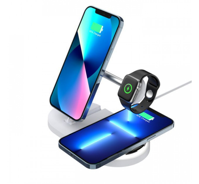 Зарядний пристрій Armorstandart Wireless Charging H101 3 in 1 Magnetic White (ARM78102)