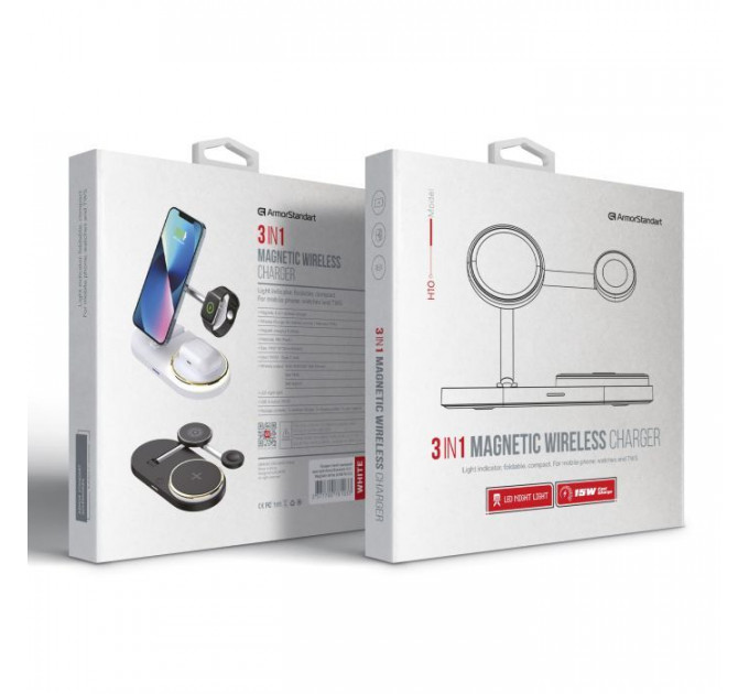 Зарядний пристрій Armorstandart Wireless Charging H101 3 in 1 Magnetic White (ARM78102)