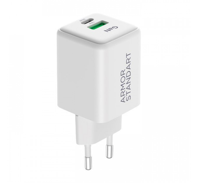 Зарядний пристрій Armorstandart AR371 30W GaN Type-C + USB White (ARM77549)