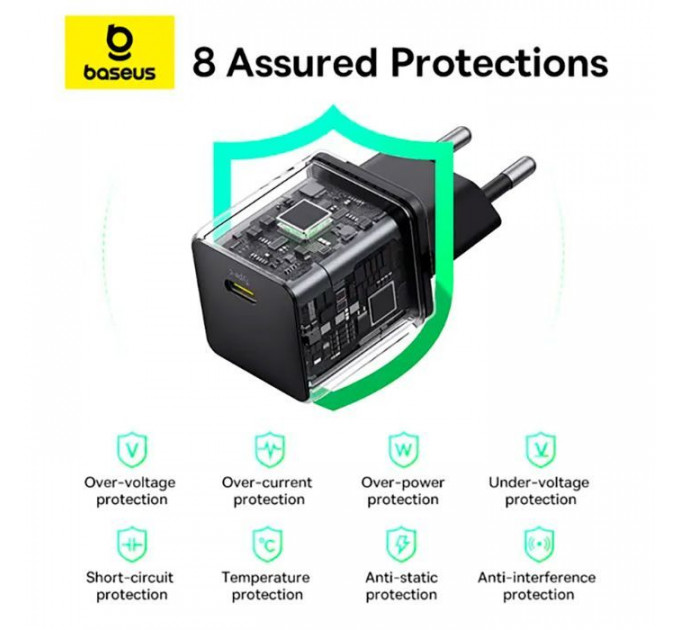 Зарядний пристрій Baseus Palm Fast Charger 1C 20W + Cable 1.0m Type-C 60W black (P10111602113-01)
