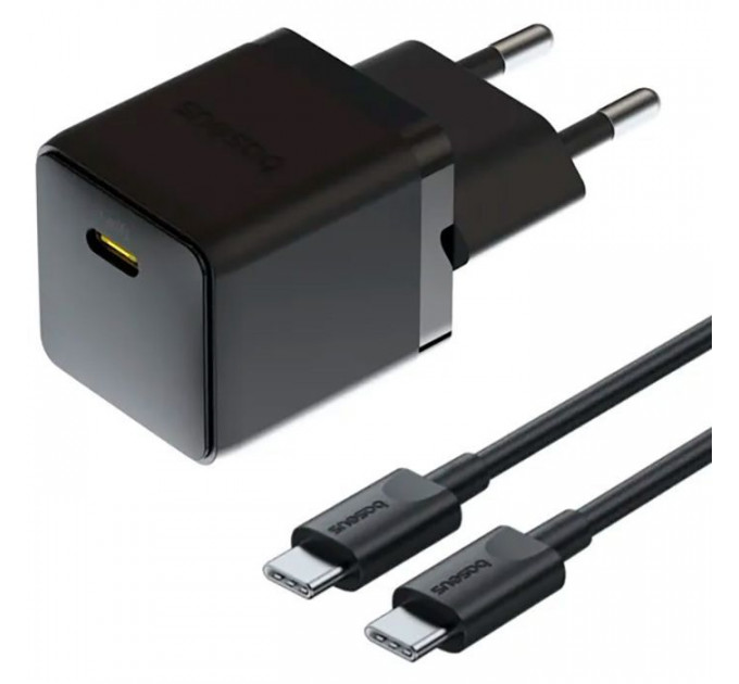 Зарядний пристрій Baseus Palm Fast Charger 1C 20W + Cable 1.0m Type-C 60W black (P10111602113-01)