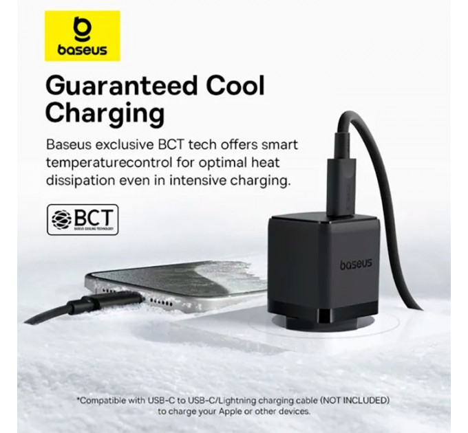 Зарядний пристрій Baseus Palm Fast Charger 1C 20W + Cable 1.0m Type-C 60W black (P10111602113-01)