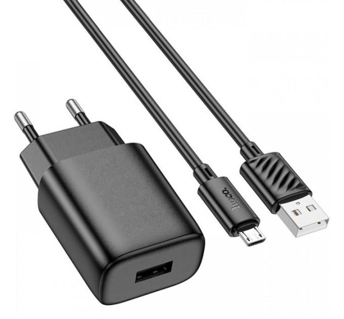 Зарядний пристрій HOCO C134A Solid USB + cable USB to Micro 5P Black (6942007621335)