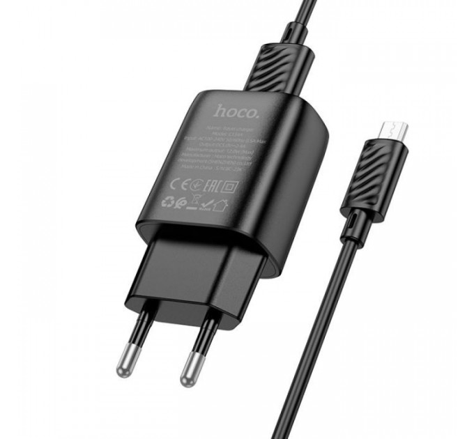 Зарядний пристрій HOCO C134A Solid USB + cable USB to Micro 5P Black (6942007621335)