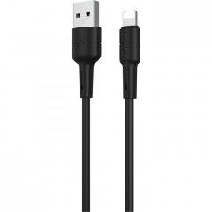Дата кабель USB 2.0 AM to Lightning 1.0m 2.4A silicone BX30 black BOROFONE (6931474706867)