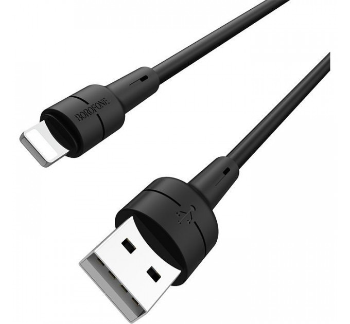 Дата кабель USB 2.0 AM to Lightning 1.0m 2.4A silicone BX30 black BOROFONE (6931474706867)