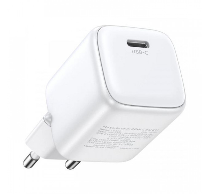 Зарядное устройство для устройства Ugreen CD319 Nexode Mini USB-C PD30W GaN White (15326)