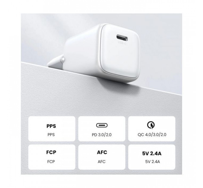 Зарядное устройство для устройства Ugreen CD319 Nexode Mini USB-C PD30W GaN White (15326)