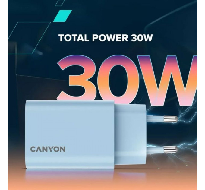 Зарядний пристрій Canyon 30CL OnCharge USB-C PD30W Purple (CNE-CHA30CLPU)