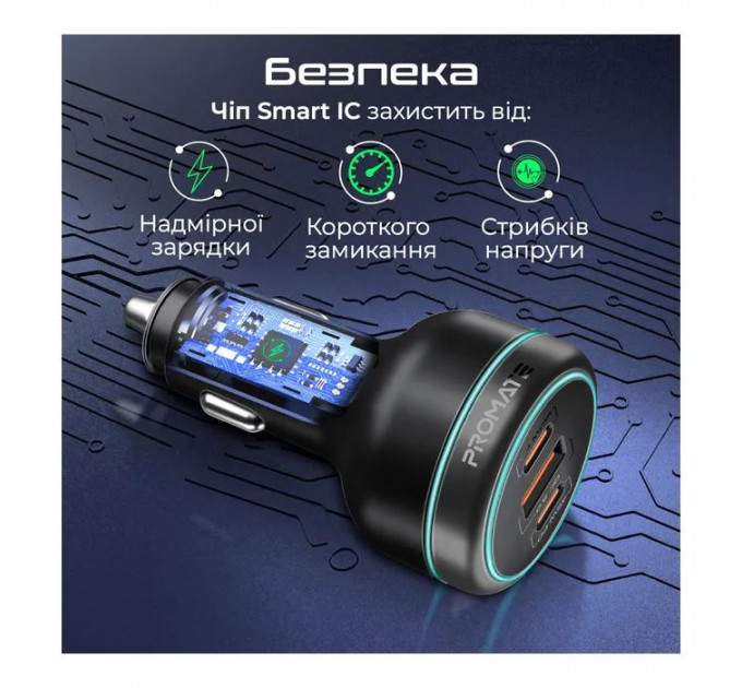Зарядное устройство Promate 2xUSB-C PD+USB-A QC3.0 (powerdrive-230)
