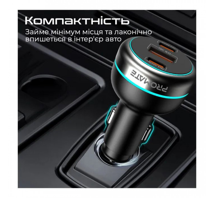 Зарядное устройство Promate 2xUSB-C PD+USB-A QC3.0 (powerdrive-230)