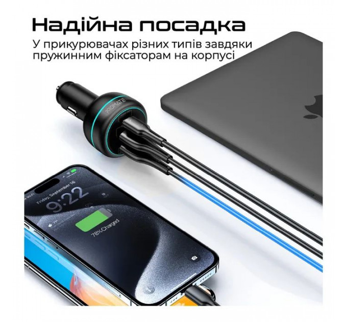 Зарядное устройство Promate 2xUSB-C PD+USB-A QC3.0 (powerdrive-230)