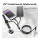 Дата кабель USB-C to Lightning 27W + USB-C 60W + Apple Watch 2.5W 1.5m icharge trio black Promate (icharge-trio.black)