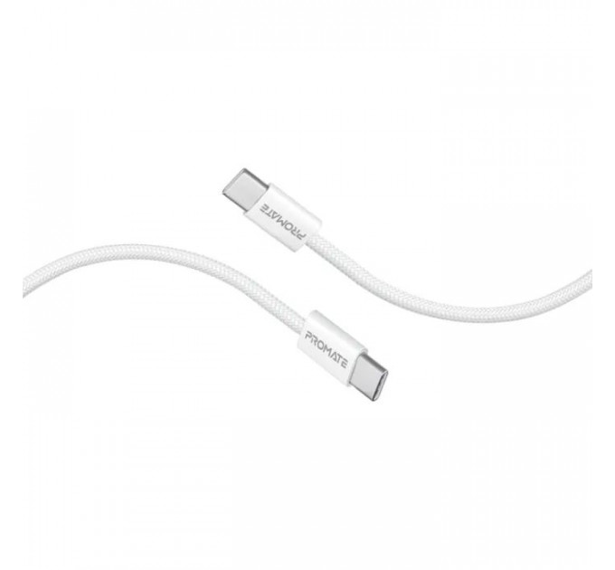 Дата кабель USB-C to USB-C 2.0m 60W PD EcoLine-CC200 white Promate (ecoline-cc200.white)