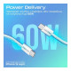 Дата кабель USB-C to USB-C 2.0m 60W PD EcoLine-CC200 white Promate (ecoline-cc200.white)