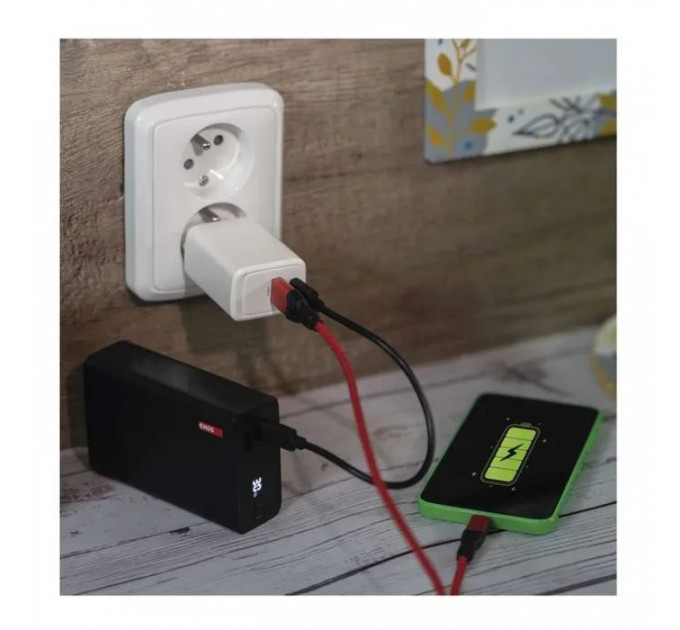 Зарядний пристрій EMOS V04G45 1xUSB-A + 1xUSB-C PD20W GaN (V04G45)