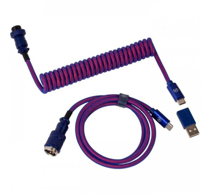 Дата кабель USB 2.0 AM to USB-C 1.08m Premium Coiled Aviator Straight purple Keychron (CAB1_KEYCHRON)