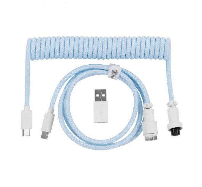 Дата кабель USB-C + USB A to USB-C 1.36m Coiled Aviator blue Keychron (CAB19_KEYCHRON)