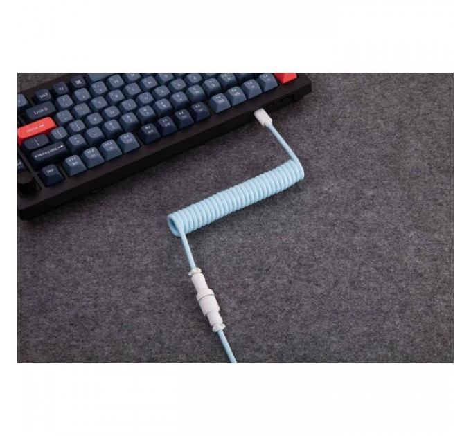 Дата кабель USB-C + USB A to USB-C 1.36m Coiled Aviator blue Keychron (CAB19_KEYCHRON)