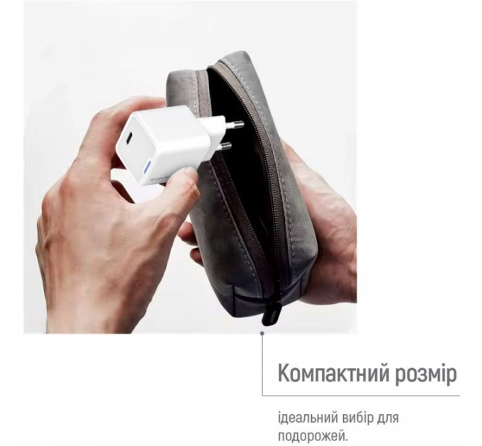 Зарядний пристрій ColorWay C101C GaN Mini 20W PD PPS USB-C white (CW-CHS059PD-WT)