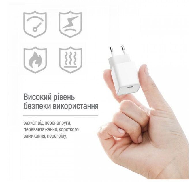 Зарядний пристрій ColorWay C101C GaN Mini 20W PD PPS USB-C white (CW-CHS059PD-WT)