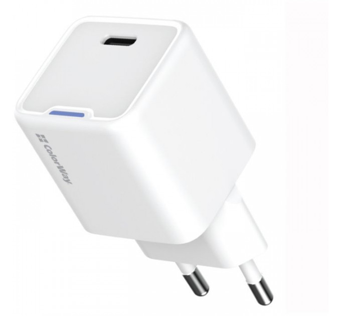 Зарядний пристрій ColorWay C101C GaN Mini 20W PD PPS USB-C white (CW-CHS059PD-WT)