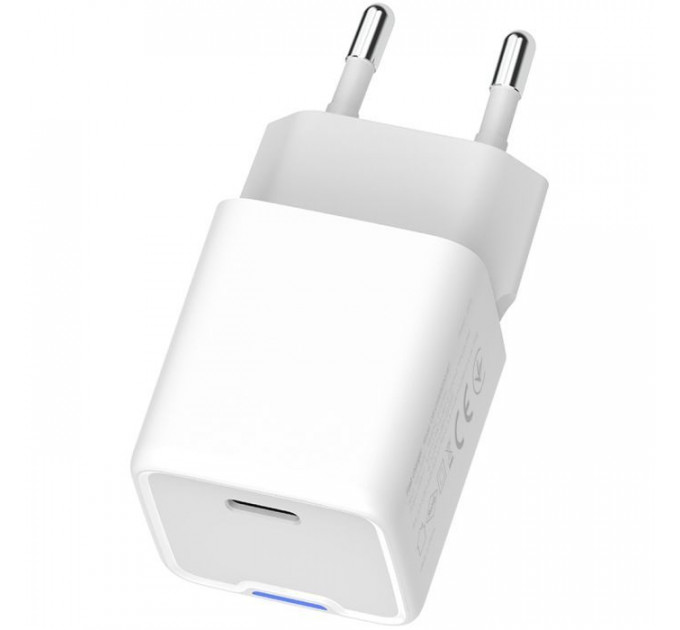 Зарядний пристрій ColorWay C101C GaN Mini 20W PD PPS USB-C white (CW-CHS059PD-WT)