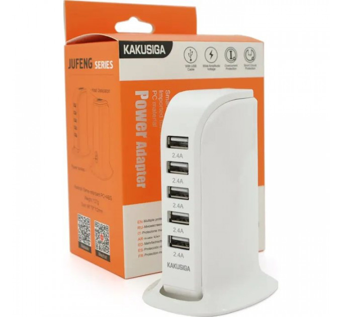 Зарядное устройство для iKAKU KSC-741 Desktop 5xUSB 5V 2.4A 12W White (KSC-741-Wh) Зарядное устройство для iKAKU KSC-741 Desktop 5xUSB 5V 2.4A 12W White (KSC-741-Wh)
