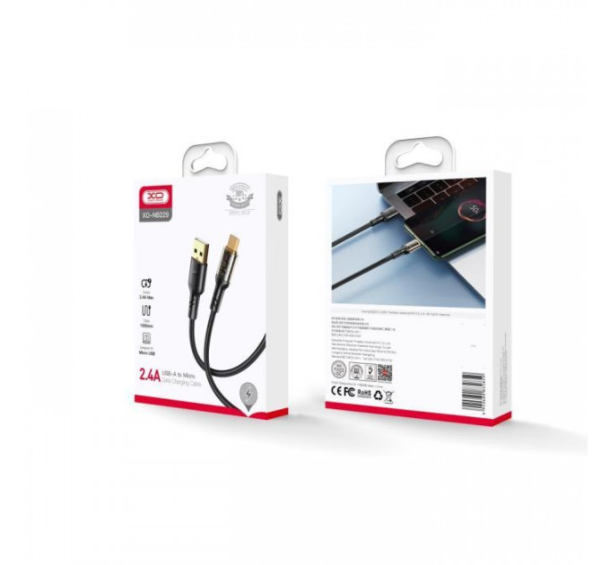 Дата кабель USB 2.0 AM to Micro 5P 1.0m 2.4A black XO (NB229-M-1-BK)