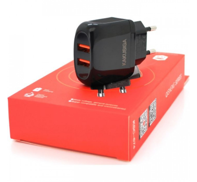 Зарядний пристрій KAKUSIGA 2xUSB 12W black (KSC-674-QISHENG-B)