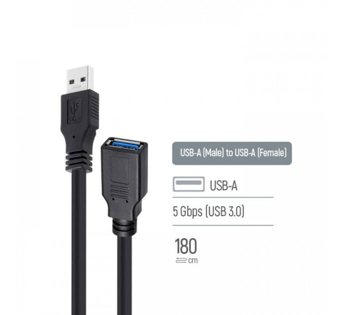 Дата кабель USB 3.0 AM\/AF 1.8m black ColorWay (CW-CBUF075-BK)