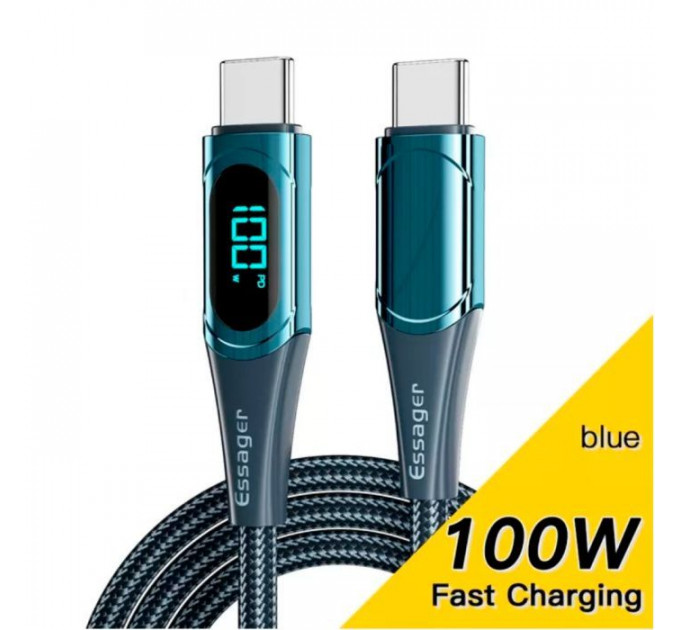 Дата кабеля USB-C to USB-C 2.0m 100W Digital Display blue Essager (ES-XCTT1-YDA03) Дата кабеля USB-C to USB-C 2.0m 100W Digital Display blue Essager (ES-XCTT1-YDA03)