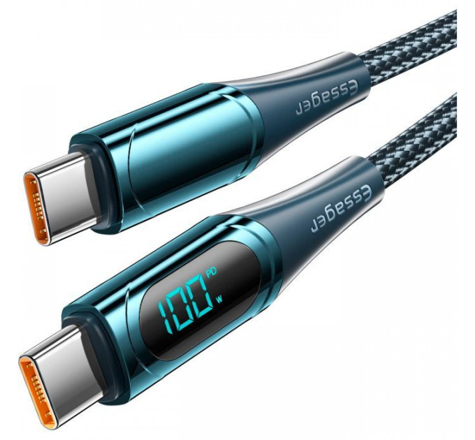 Дата кабеля USB-C to USB-C 2.0m 100W Digital Display blue Essager (ES-XCTT1-YDA03)