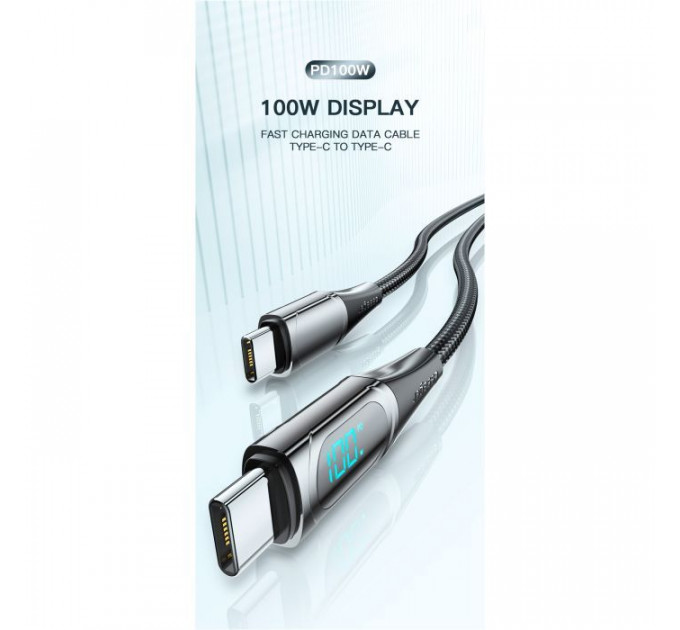 Дата кабеля USB-C to USB-C 2.0m 100W Digital Display blue Essager (ES-XCTT1-YDA03)